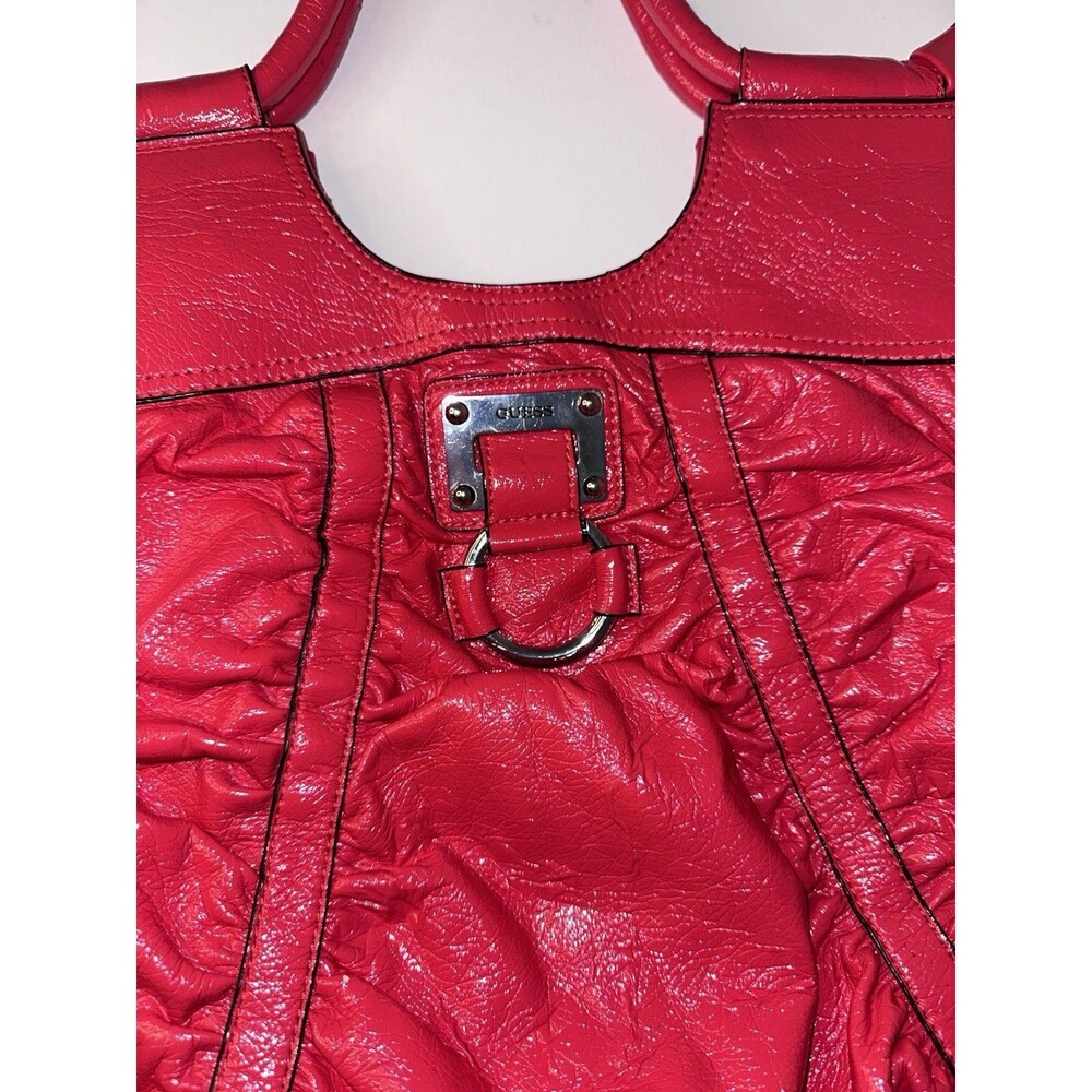 GUESS Red Ruched Shoulder Bag Large - Picture 2 of 10